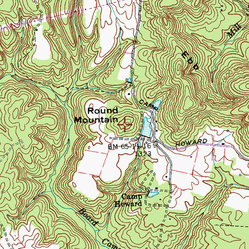 Topographic Map of Round Mountain, TN