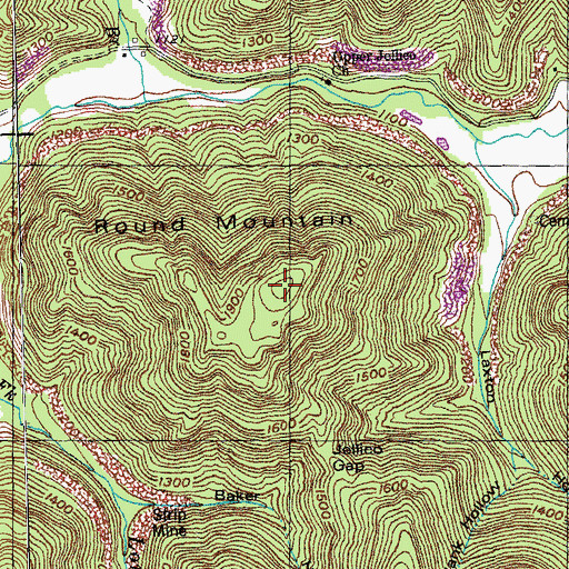 Topographic Map of Round Mountain, TN