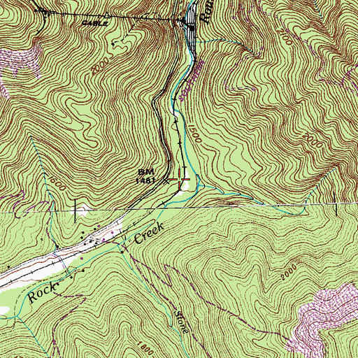 Topographic Map of Round Rock School, TN