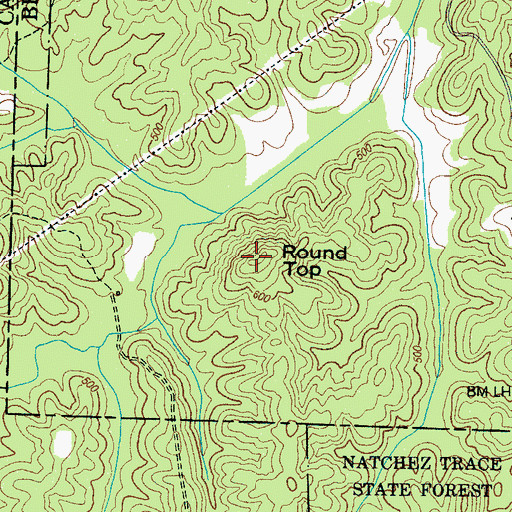 Topographic Map of Round Top, TN