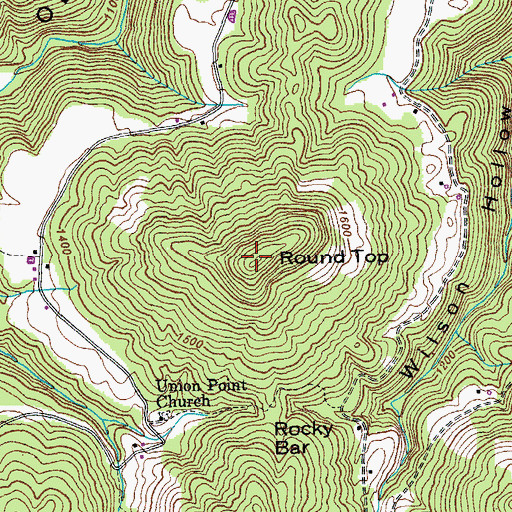 Topographic Map of Round Top, TN