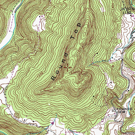 Topographic Map of Round Top, TN