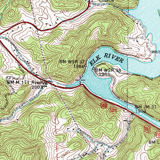 Topographic Map of Row Branch, TN