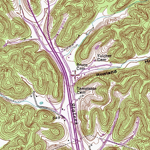 Topographic Map of Rowland Hollow, TN