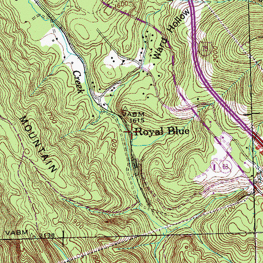 Topographic Map of Royal Blue, TN