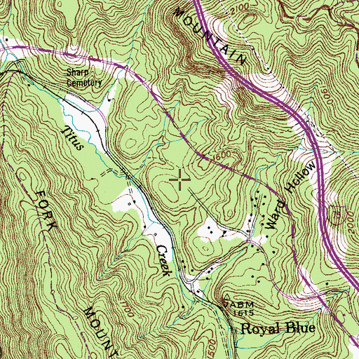 Topographic Map of Royal Blue School, TN