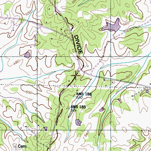 Topographic Map of Ruby Grove School, TN