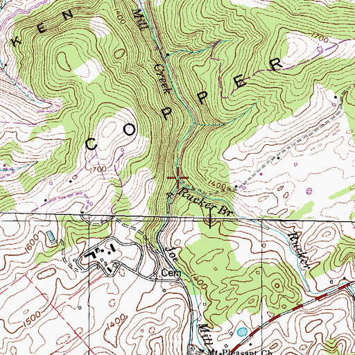 Topographic Map of Rucker Branch, TN