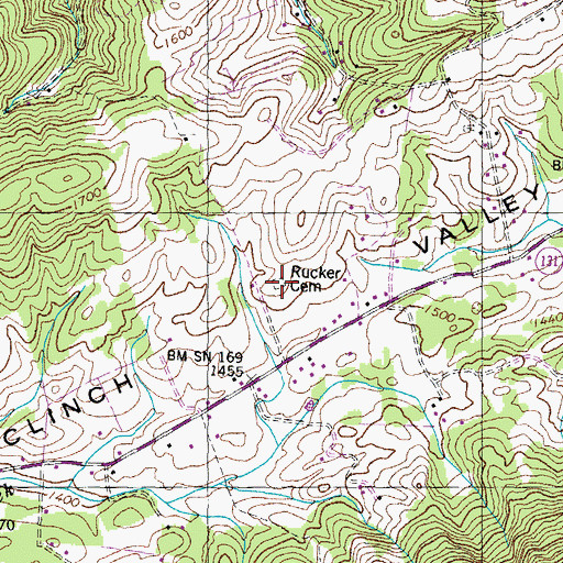 Topographic Map of Rucker Cemetery, TN