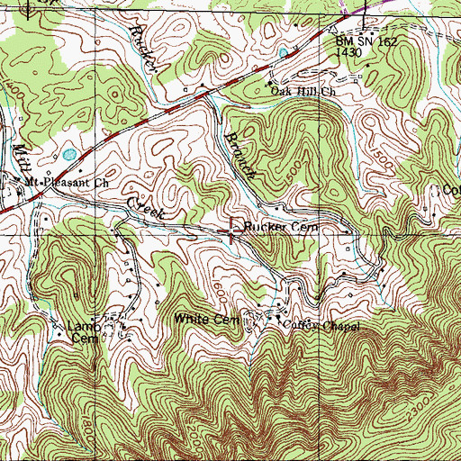 Topographic Map of Rucker Cemetery, TN