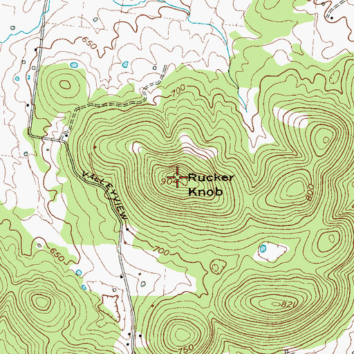 Topographic Map of Rucker Knob, TN