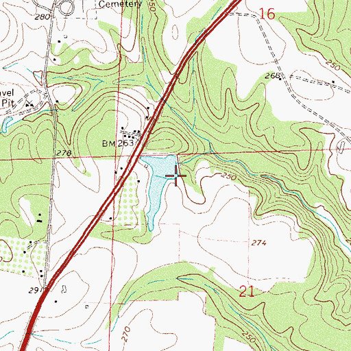 Topographic Map of Carters Pond Dam, AL