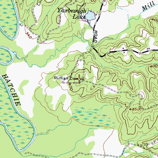 Topographic Map of Ruffian Cemetery, TN