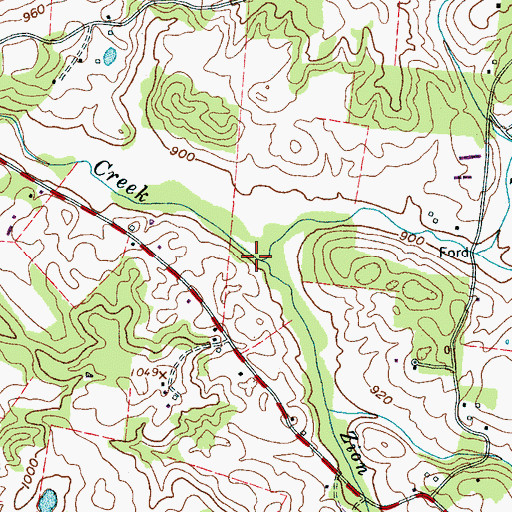 Topographic Map of Rum Creek, TN
