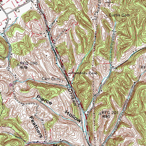 Topographic Map of Rumbley Cemetery, TN
