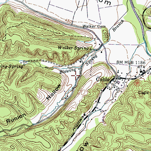 Topographic Map of Runion Hollow, TN