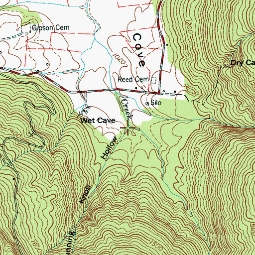 Topographic Map of Running Knob Hollow, TN