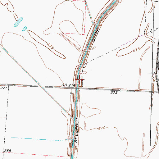 Topographic Map of Running Reelfoot Ditch, TN