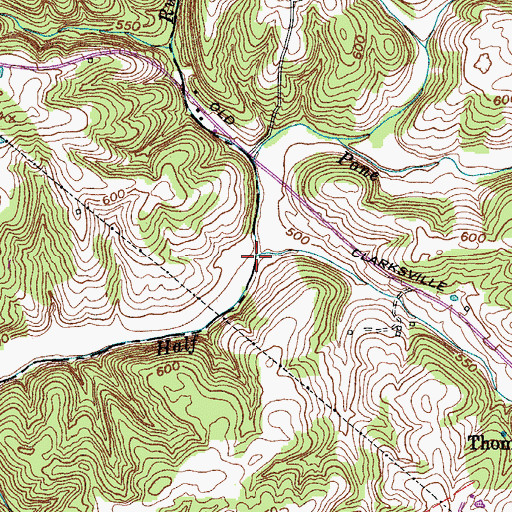 Topographic Map of Rush Branch, TN