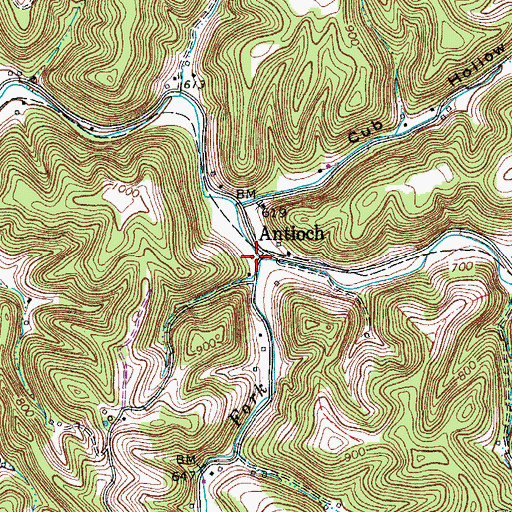 Topographic Map of Rush Fork, TN