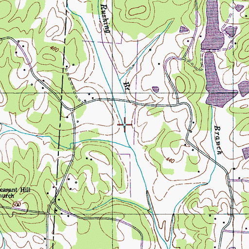 Topographic Map of Rushing Branch, TN