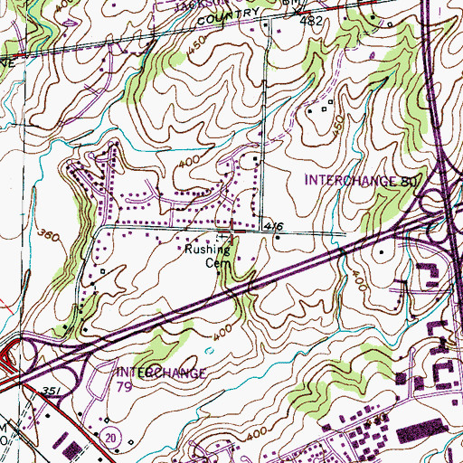 Topographic Map of Rushing Cemetery, TN