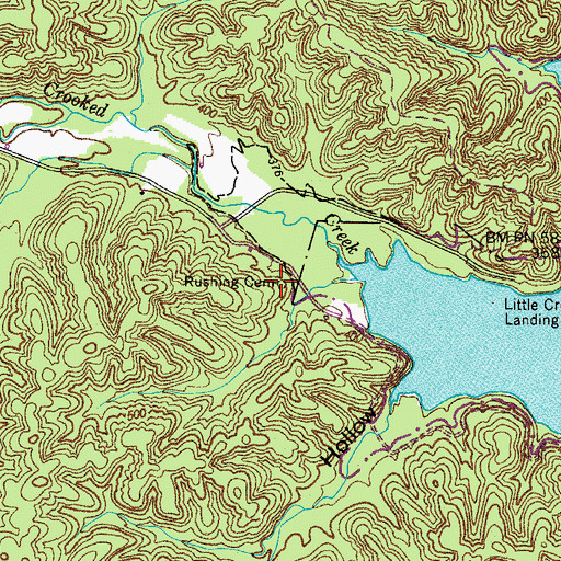 Topographic Map of Rushing Cemetery, TN