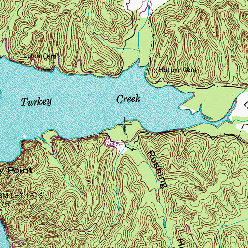 Topographic Map of Rushing Hollow, TN