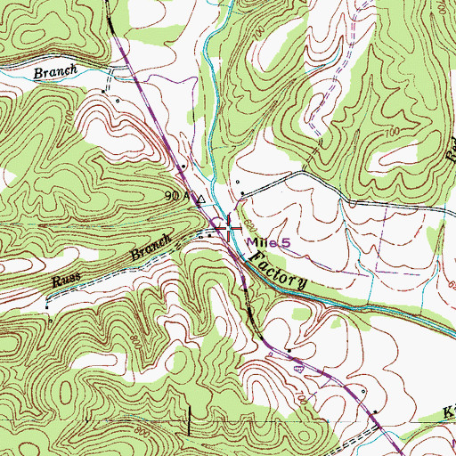 Topographic Map of Russ Branch, TN