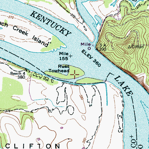 Topographic Map of Russ Towhead, TN
