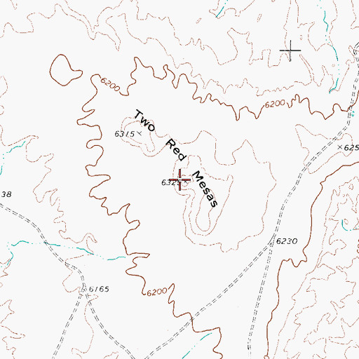 Topographic Map of Two Red Mesas, AZ