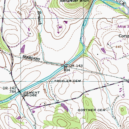 Topographic Map of Russell Branch, TN