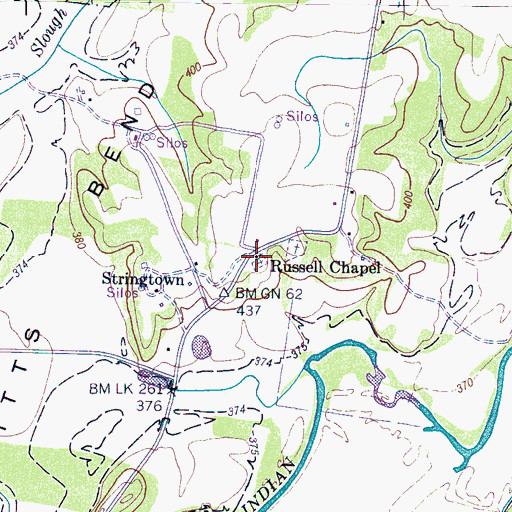 Topographic Map of Russell Chapel, TN