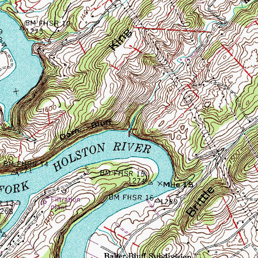 Topographic Map of Russell Creek, TN