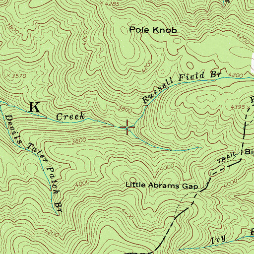 Topographic Map of Russell Field Branch, TN