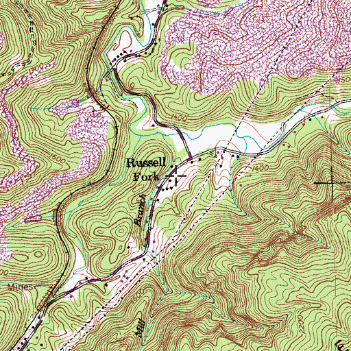 Topographic Map of Russell Fork, TN