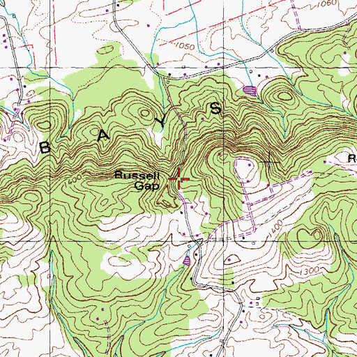 Topographic Map of Russell Gap, TN