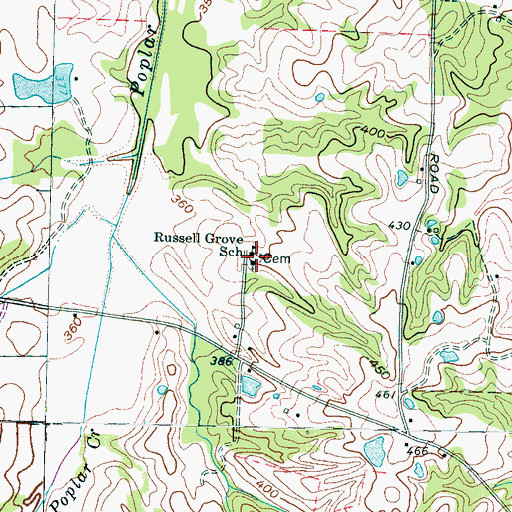 Topographic Map of Russell Grove School, TN