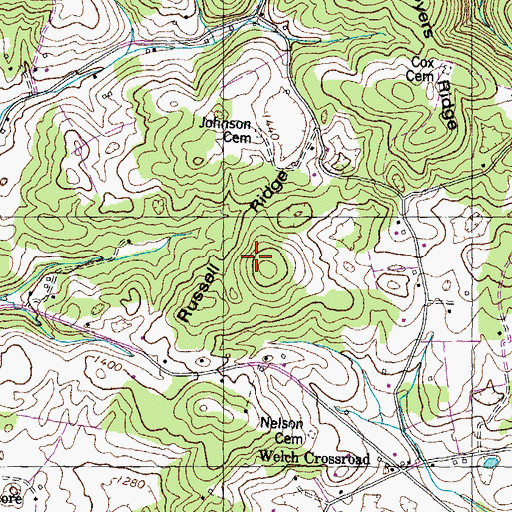 Topographic Map of Russell Ridge, TN
