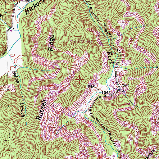 Topographic Map of Russell Ridge, TN