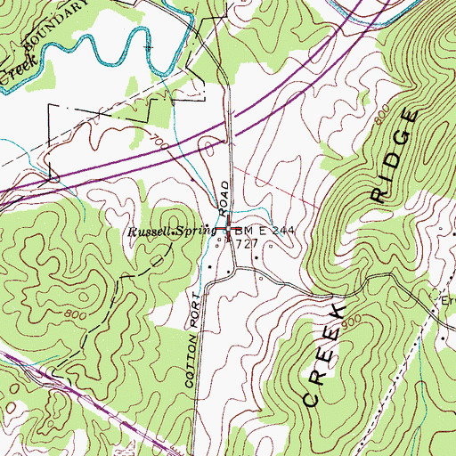 Topographic Map of Russell Spring, TN