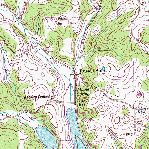 Topographic Map of Russell Store, TN