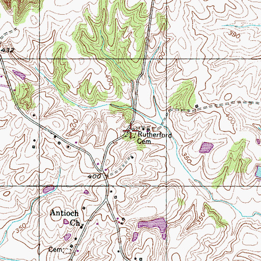 Topographic Map of Rutherford Cemetery, TN