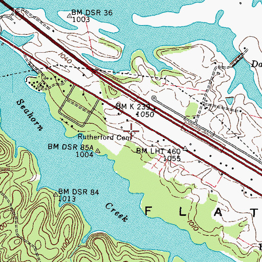 Topographic Map of Rutherford Cemetery, TN