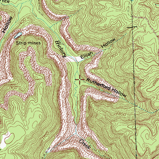 Topographic Map of Rutherford Hollow, TN
