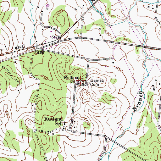 Topographic Map of Rutland Cemetery, TN