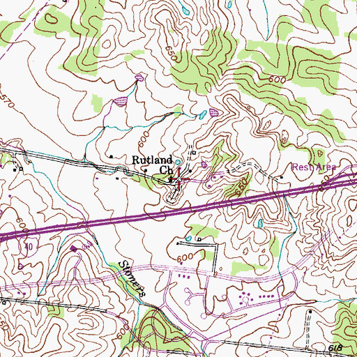 Topographic Map of Rutland Church, TN