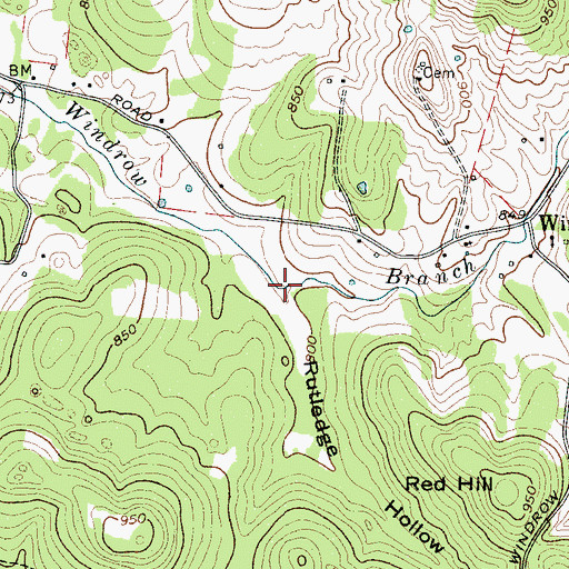 Topographic Map of Rutledge Hollow, TN