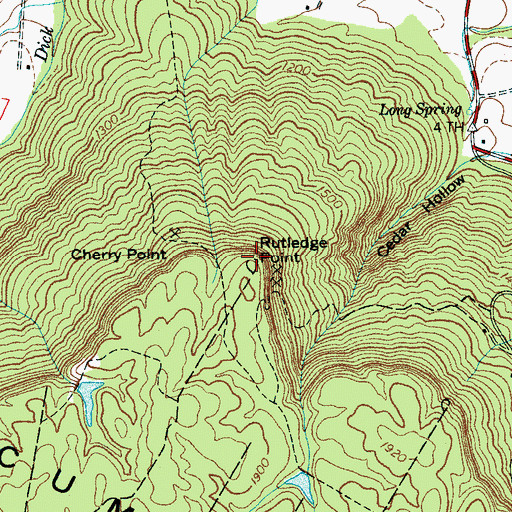 Topographic Map of Rutledge Point, TN