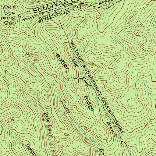 Topographic Map of Rutter Ridge, TN